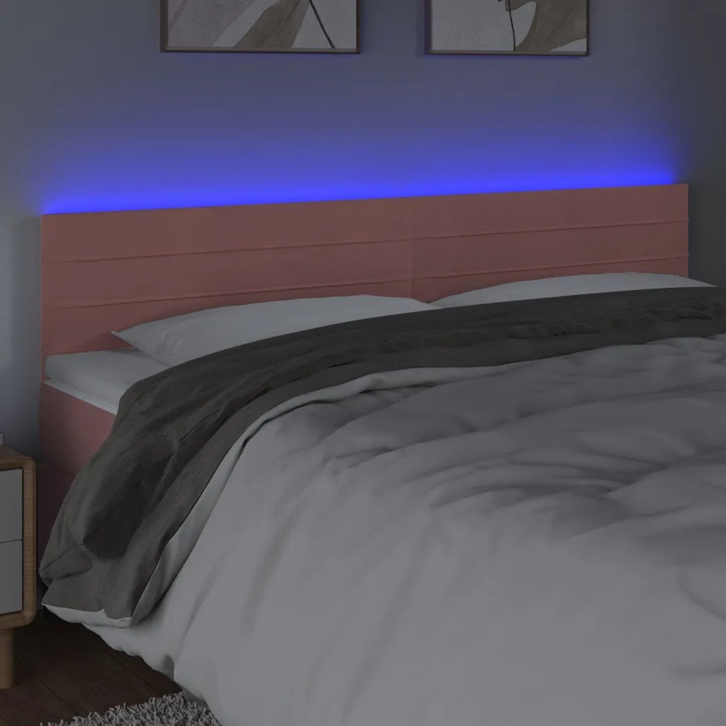 Testiera a LED Rosa 200x5x78/88 cm in Velluto