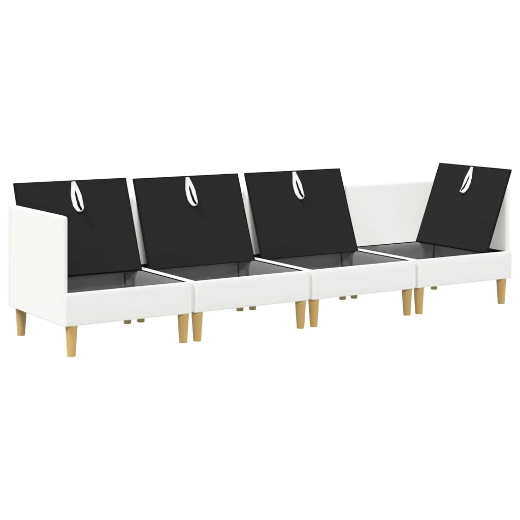Set di divani modulari con spazio di archiviazione 4 pcs Bianco