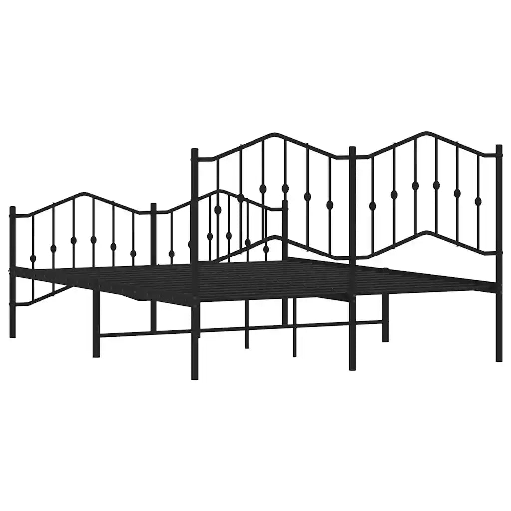 Giroletto con Testiera e Pediera Metallo Nero 135x190 cm 373806