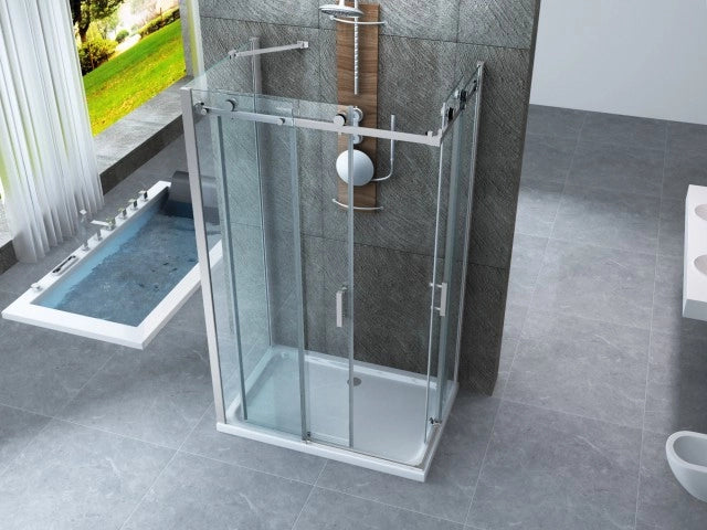 Box doccia tre lati scorrevole 8mm trasparente h.195 FLUIDA TRIO 70x90x70 cm,Flacone anticalcare escluso