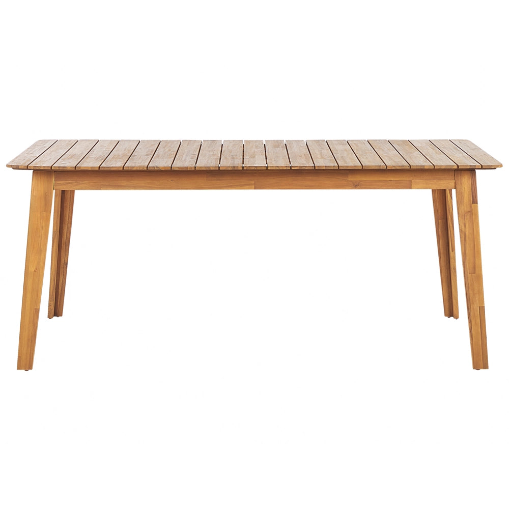 Set da pranzo da giardino Tavolo in legno di acacia chiaro 180 x 90 cm 6 sedie da esterno con braccioli stile rustico