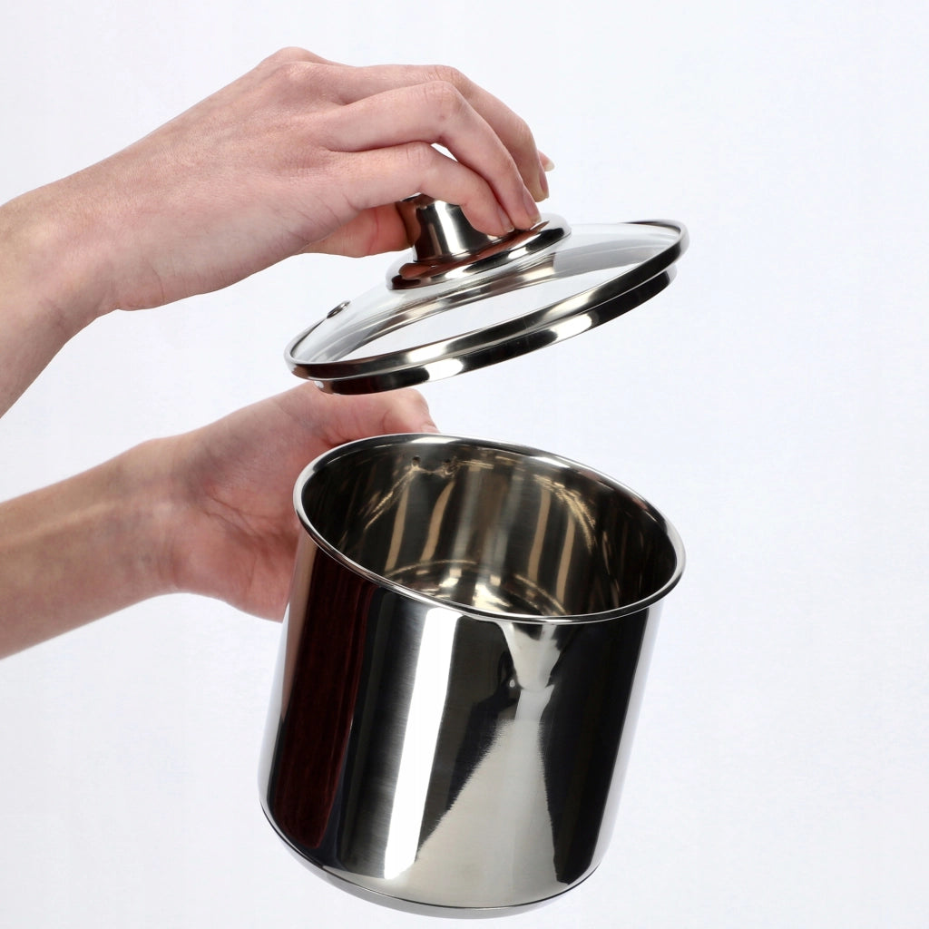 Pentola in acciaio inox KADAX per bollire il latte, 1,2 l, con coperchio, adatta a piani cottura a induzione e gas.