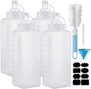 Spremifile 1000ml - Materiale plastico - Bottiglia spray a 5 facce - Flacone dosatore - Flaconi a chiusura ermetica - 4 pezzi - Qualità alimentare - Flacone per salse