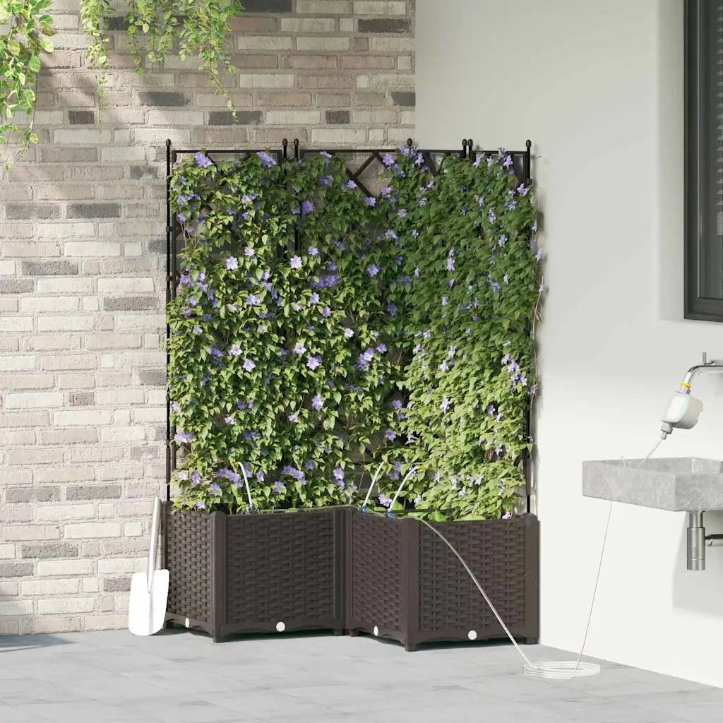 Fioriere | Cassetta per fiori | Vaso da giardino 3 pz Marrone 80 x 80 x 142 cm Plastica