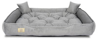 AIO FACTORY Cuccia per cani 115x95 cm in velluto grigio con cuscino impermeabile