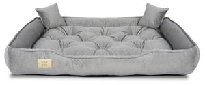 AIO FACTORY Cuccia per cani 115x95 cm in velluto grigio con cuscino impermeabile