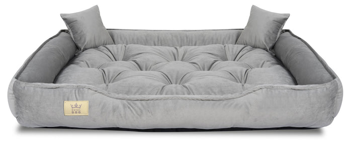 AIO FACTORY Cuccia per cani 115x95 cm in velluto grigio con cuscino impermeabile