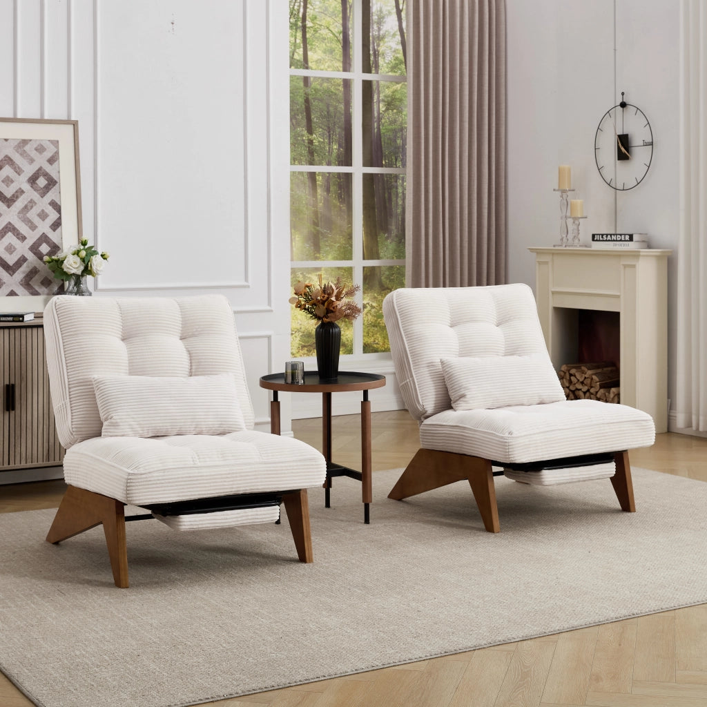 POLTRONA reclinabile 127x73x90 cm in velluto a coste beige