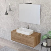 Mobile bagno sospeso 110 cm rovere miele con lavabo da appoggio e specchio Master