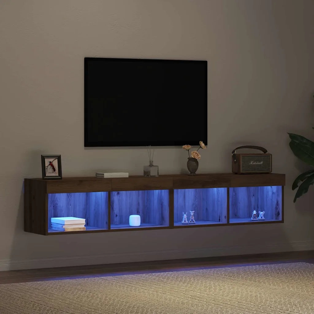 Set mobile TV con led 2 pcs Rovere artigianale 80 x 30 x 30 cm 862203