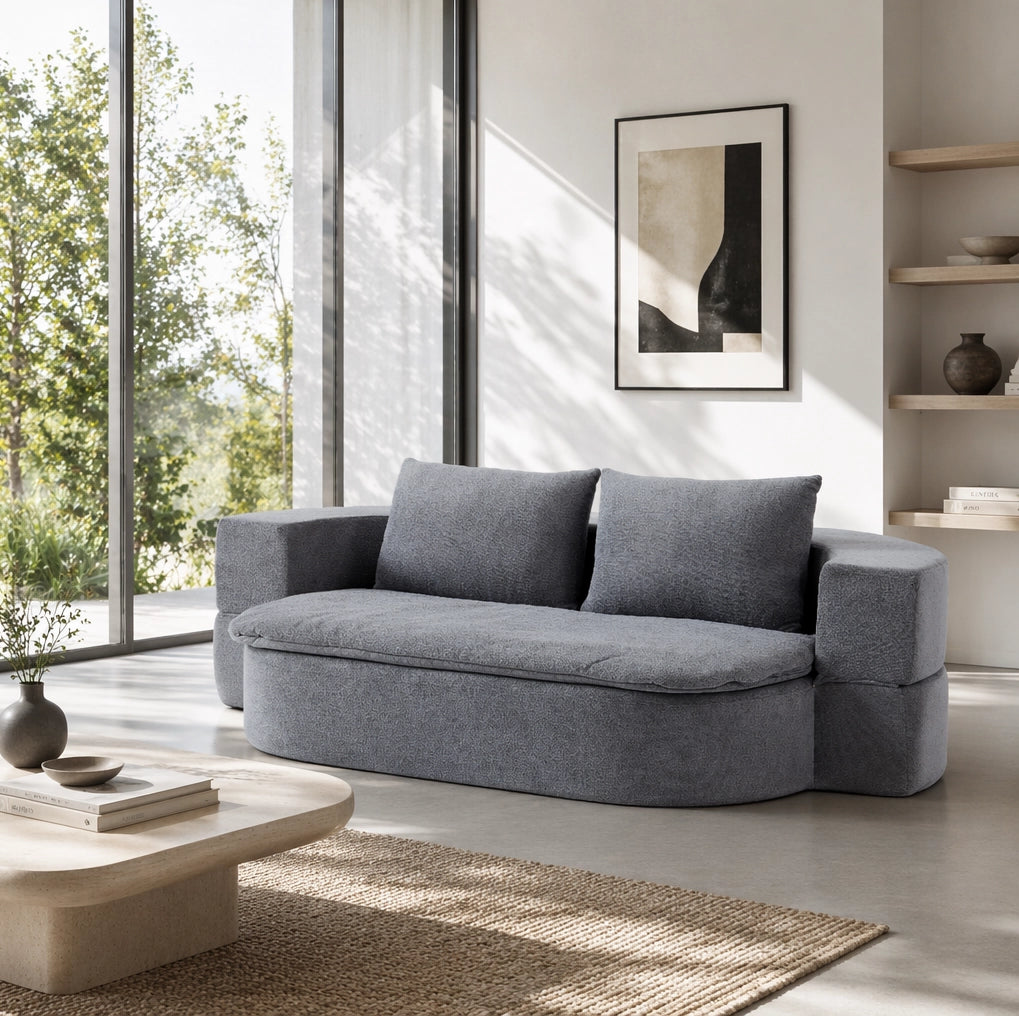 Divano letto pieghevole 3 in 1 in flanella grigio chiaro; con coperta