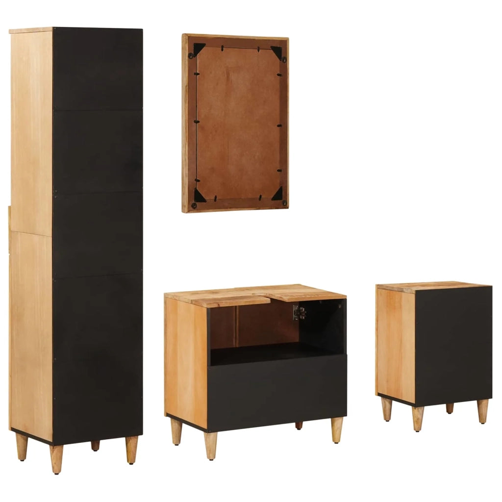 Set di Armadi da Bagno con porta 4 pcs Legno di mango massello 3310179