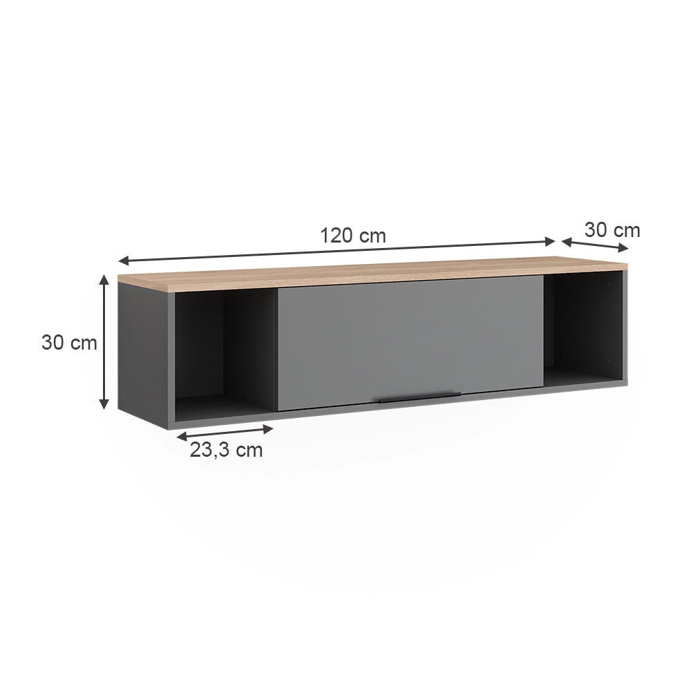 Vicco Scaffale a muro Antracite/Sonoma 120 x 30 cm