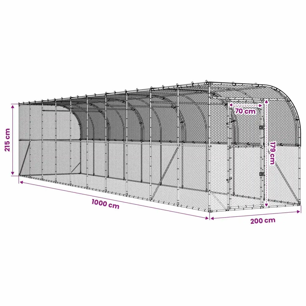 Gabbia per Polli Contro il Muro Argento 600 x 150 x 215 cm 3434739