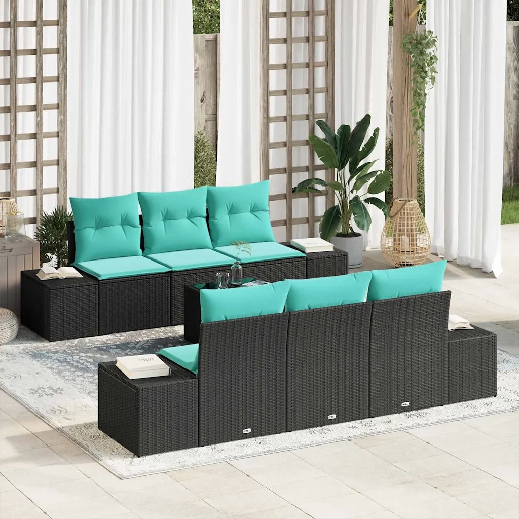 Set Divano da Giardino 7 pz Nero polyrattan 3346956