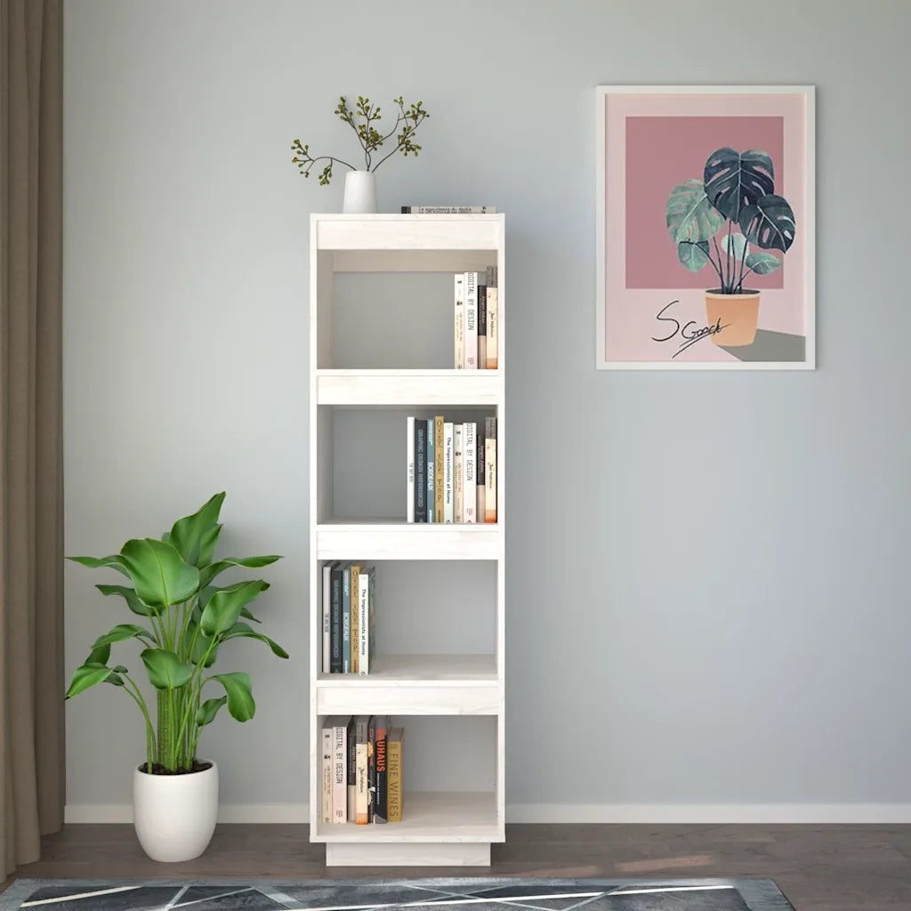 Libreria/Divisorio Bianco 40x35x135cm in Legno Massello di Pino 810850