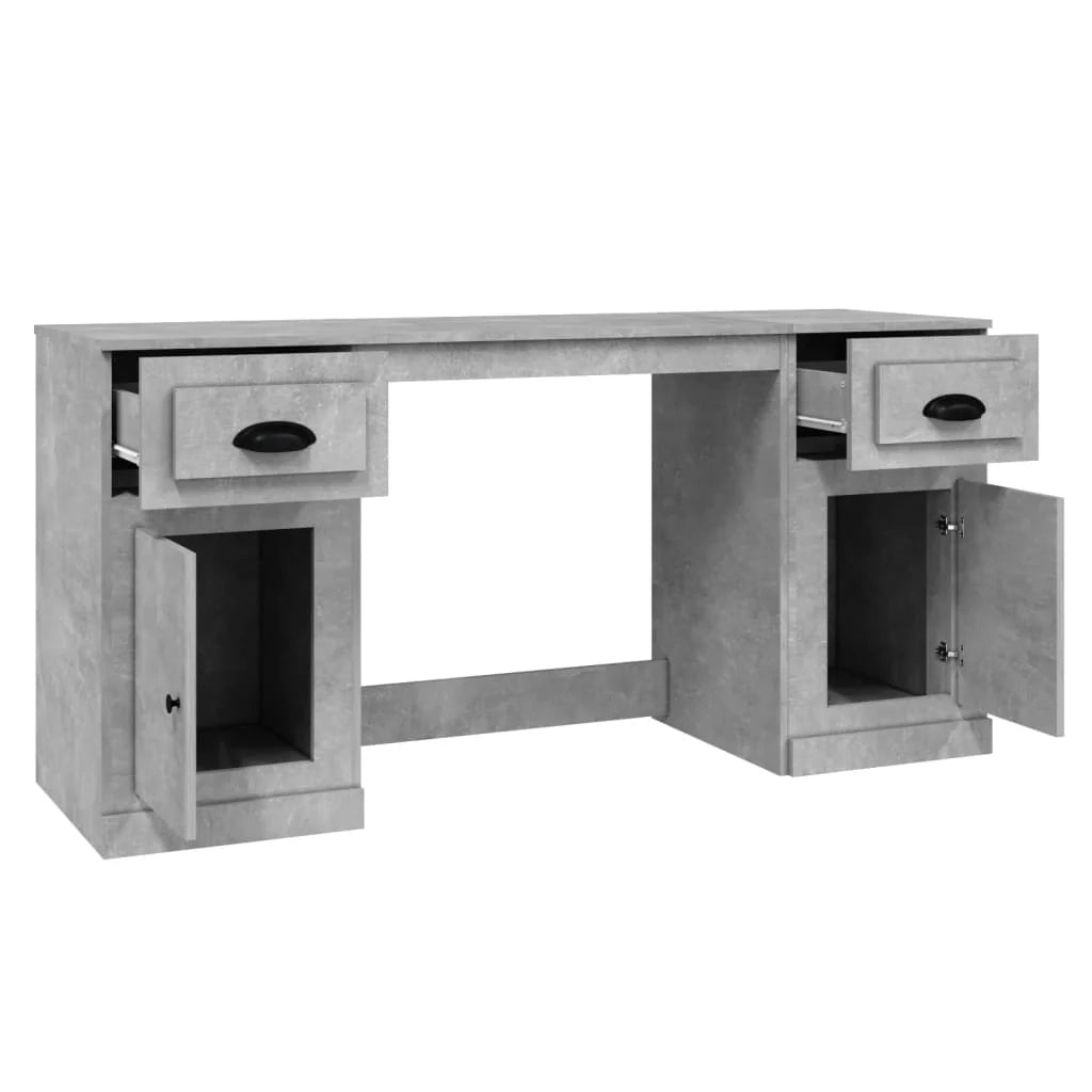 Scrivania da ufficio postazione di lavoro mobile per computer studio con mobiletto legno ingegnerizzato grigio 02_0023389