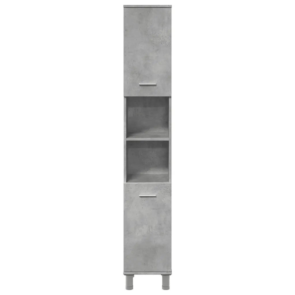 Mobile da Bagno Grigio Cemento 30x30x179 cm Legno Multistrato 856139