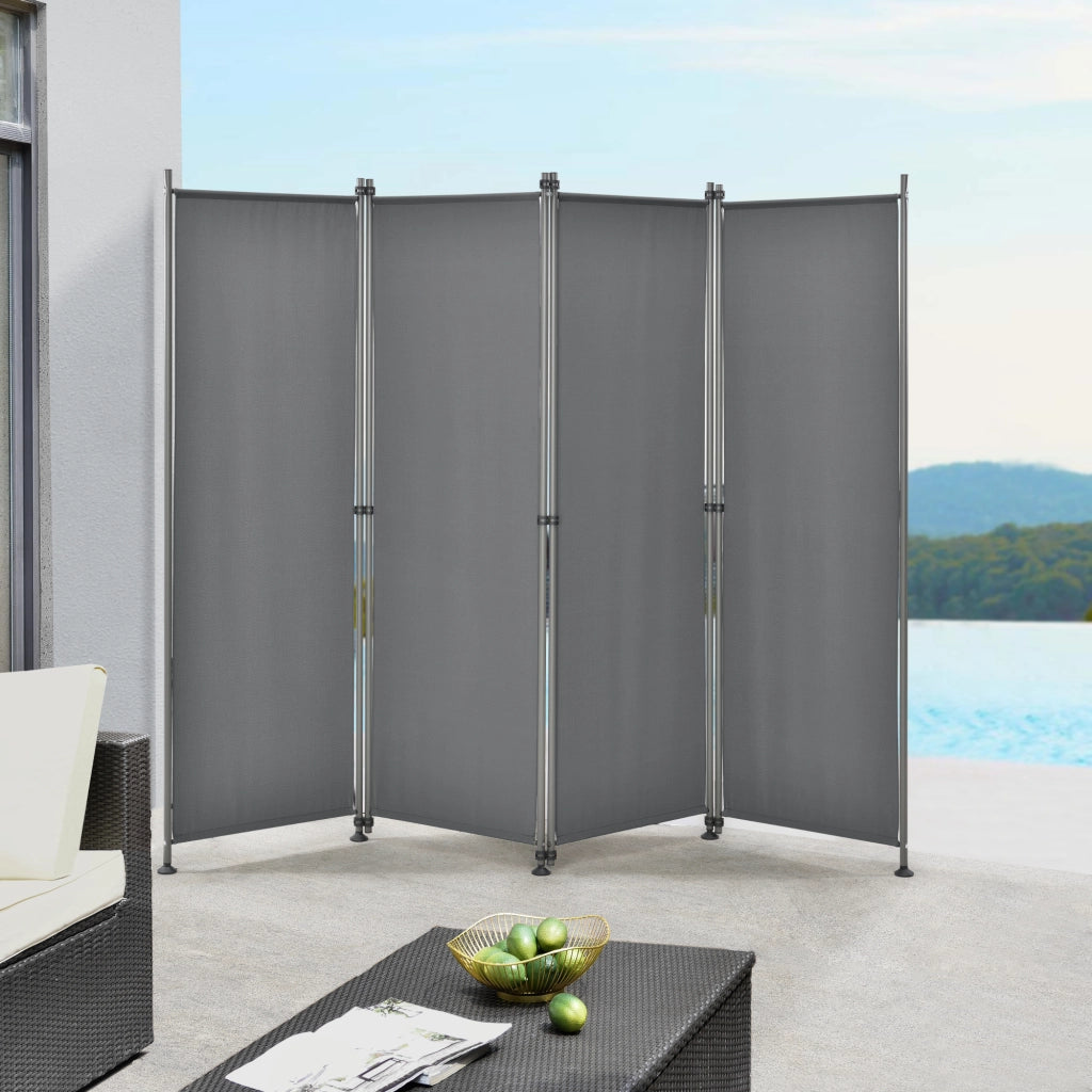 Paravento Modica a 4 Pannelli Parete Divisorio con Struttura Pieghevole (AxL) 170x215 cm - Grigio Medio pro.tec
