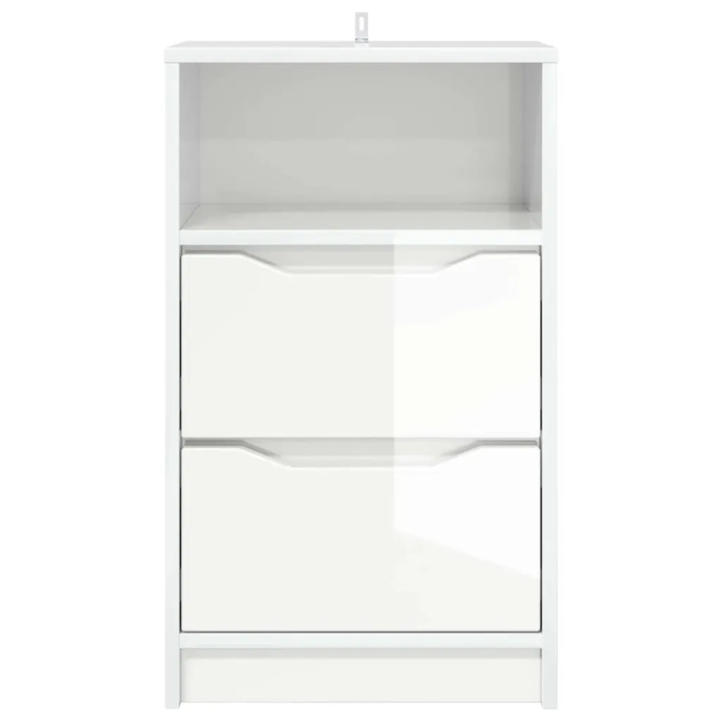 Comodino | Armadio da Notte | Mobiletto da notte Bianco Lucido 40 x 30 x 467 cm Legno multistrato