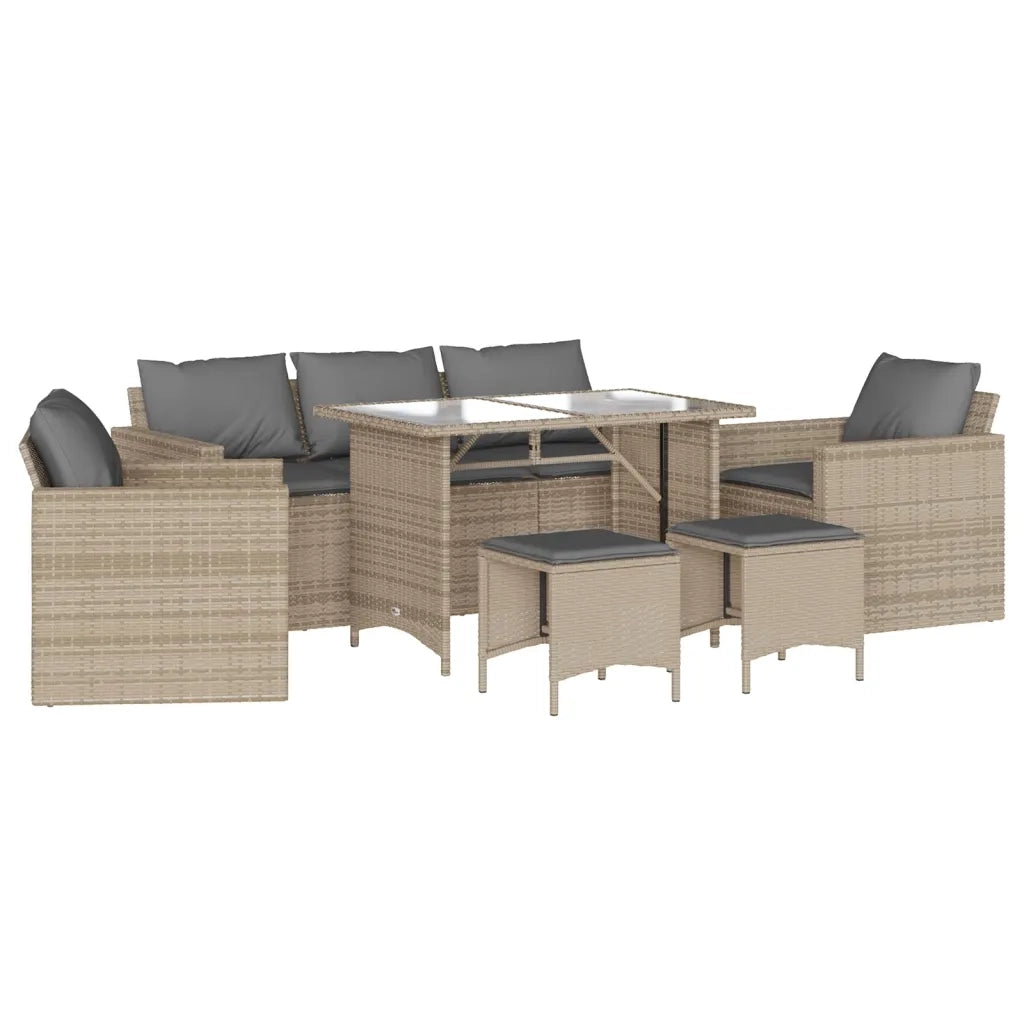 Set Divano da Giardino 6 pz con Cuscini Beige in Polyrattan 3213553