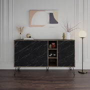 Madia 3 ante effetto marmo nero Clara Bender 142x35,5x83h colore dark coffe