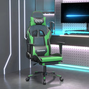 Sedia da Gaming con Poggiapiedi Nero e Verde in Similpelle 3143702