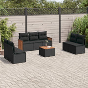 Set Divani da Giardino con Cuscini 8 pz Nero in Polyrattan 3227560
