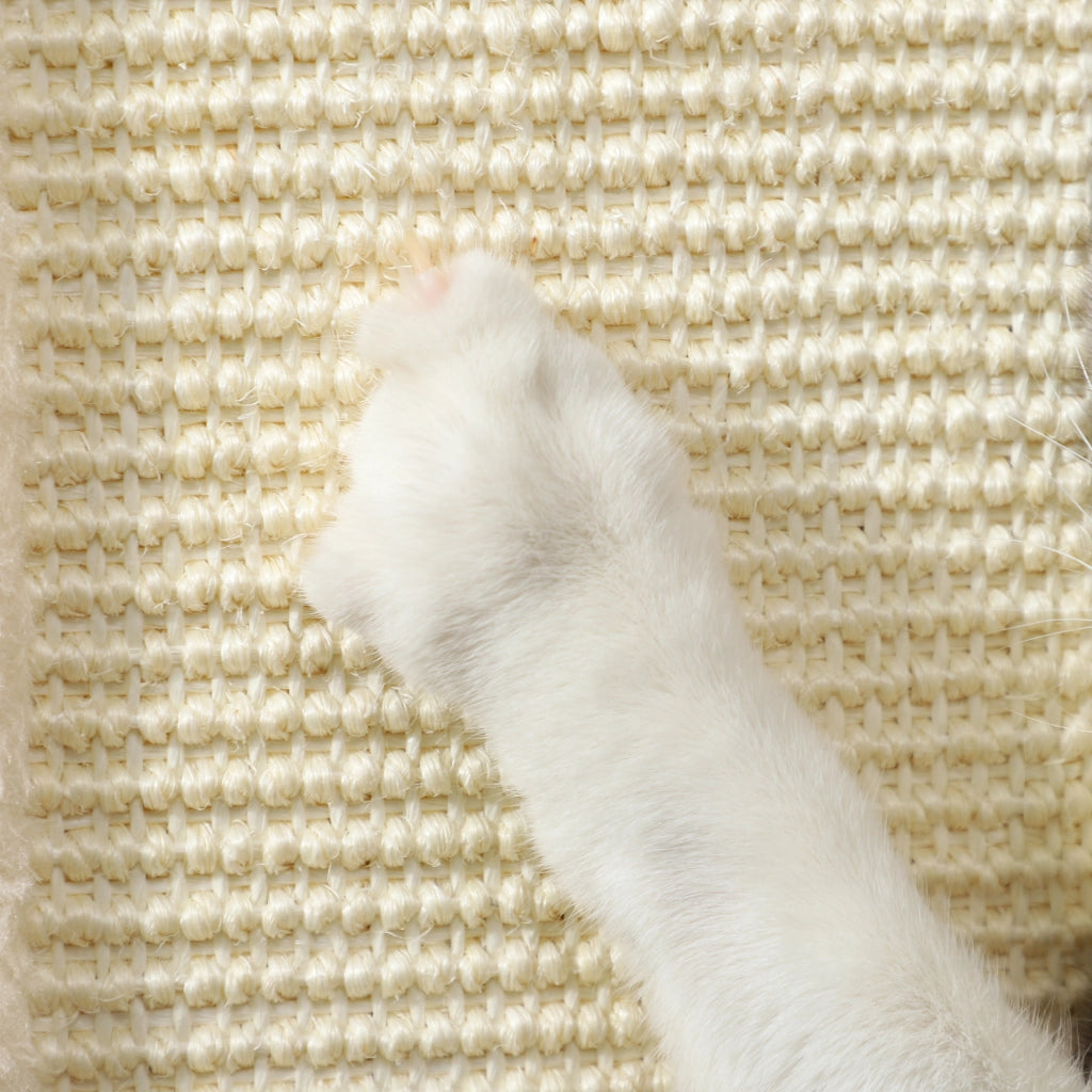 Tiragraffi per gatti 3 in 1 con gioco, palla e sisal ¨C zephmum ¨C effetto quercia/crema 34x34x67