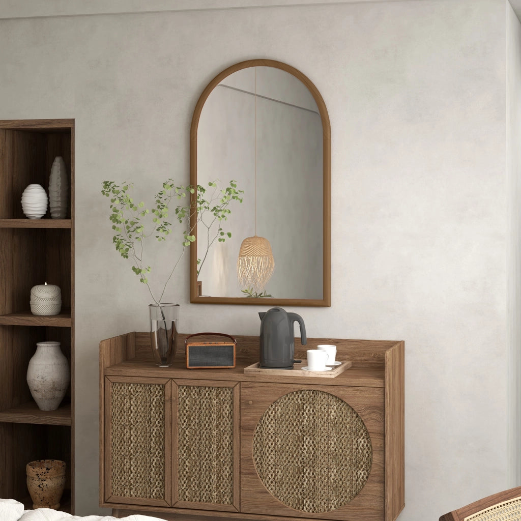 Specchio da parete ad arco ¨C zephmum ¨C 110x65 cm marrone scuro