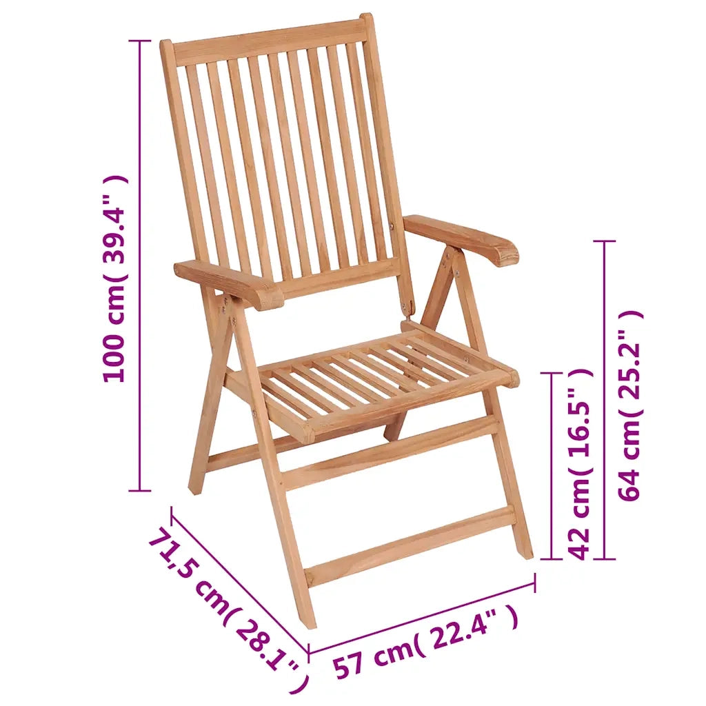 Sedie Reclinabili da Giardino 6 pz in Legno Massello di Teak cod mxl 11637