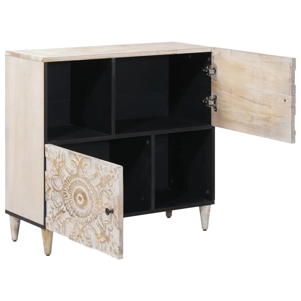Credenza Bianco 80 x 33,5 x 75 cm Legno di mango massello 4018395