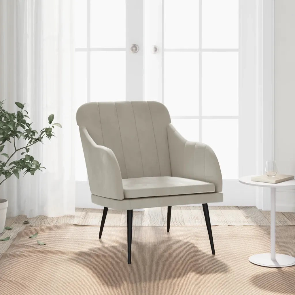 Poltrona-Divano Sedia-Poltroncina Grigio Chiaro 63x76x80 cm Velluto 253337