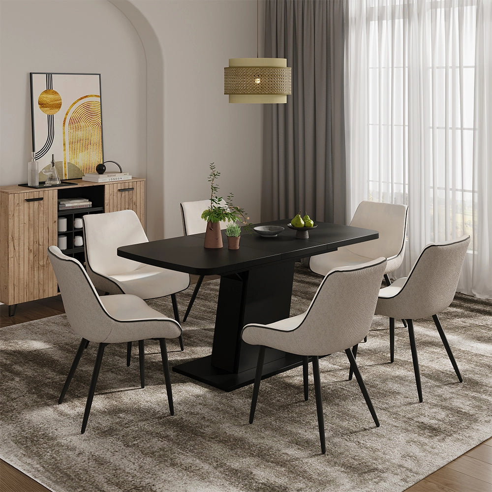 Vicco Tavolo da pranzo Estensibile Nero 120/160 x 80 cm