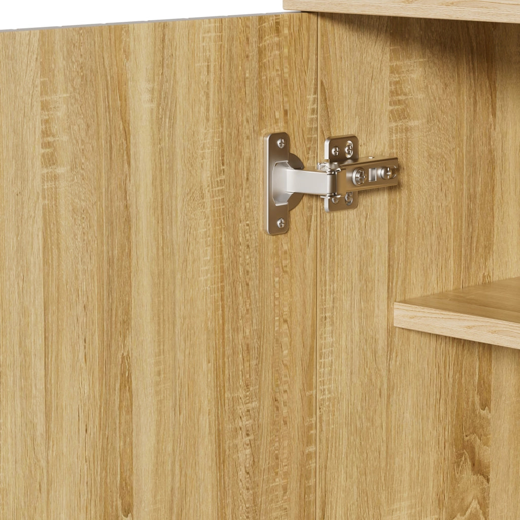 Scarpiera con tre ante e ripiani in pannello truciolare effetto legno chiaro per ingresso 90 × 32 × 94 cm