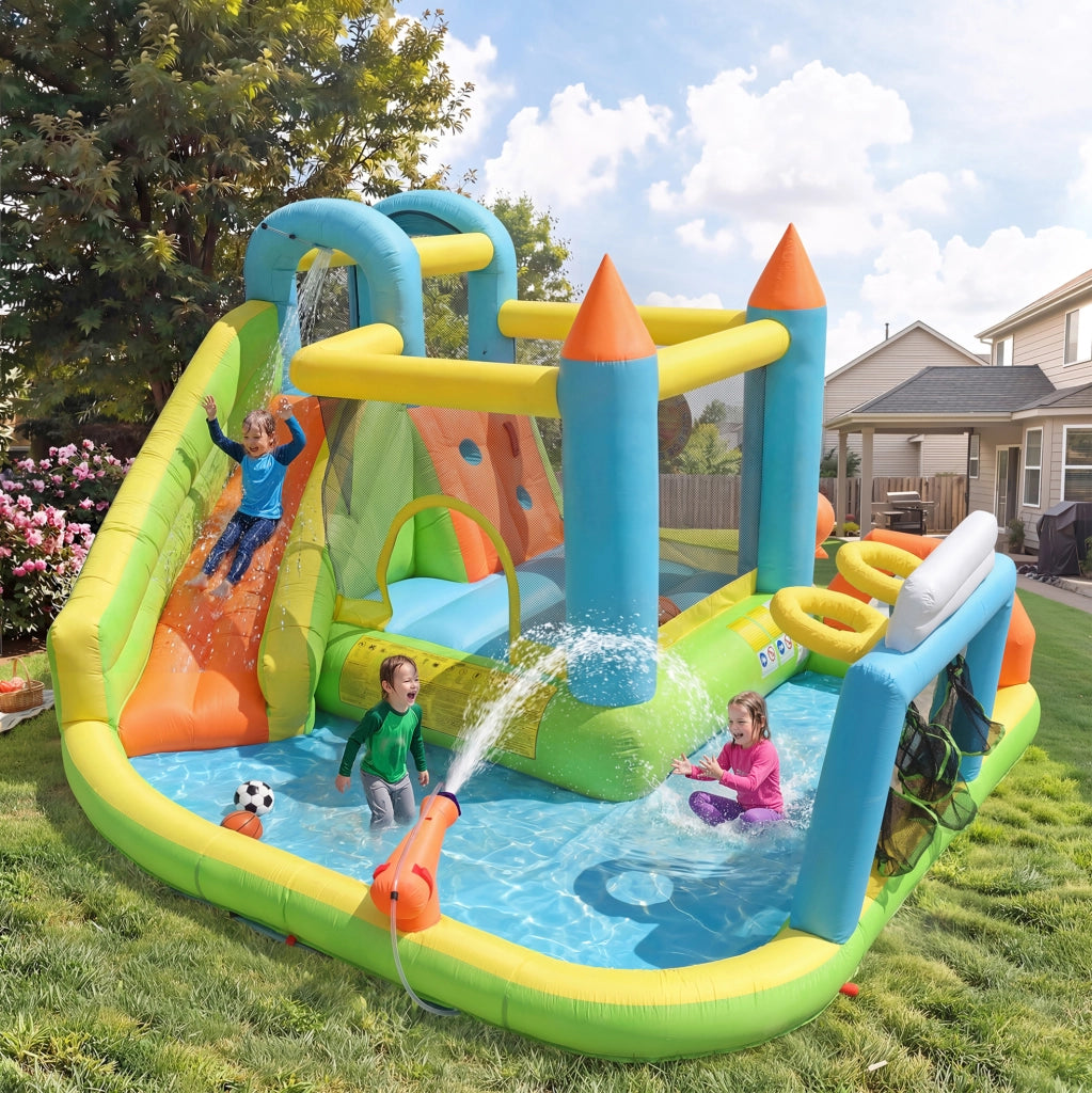 Parco acquatico gonfiabile per bambini 360 x 320 x 200 cm in tessuto Oxford multicolore