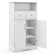 Mobile per bagno con 2 porte 2 cassetti e 2 ripiani regolabili-Organizzatore da pavimento 60x30x108cm Bianco