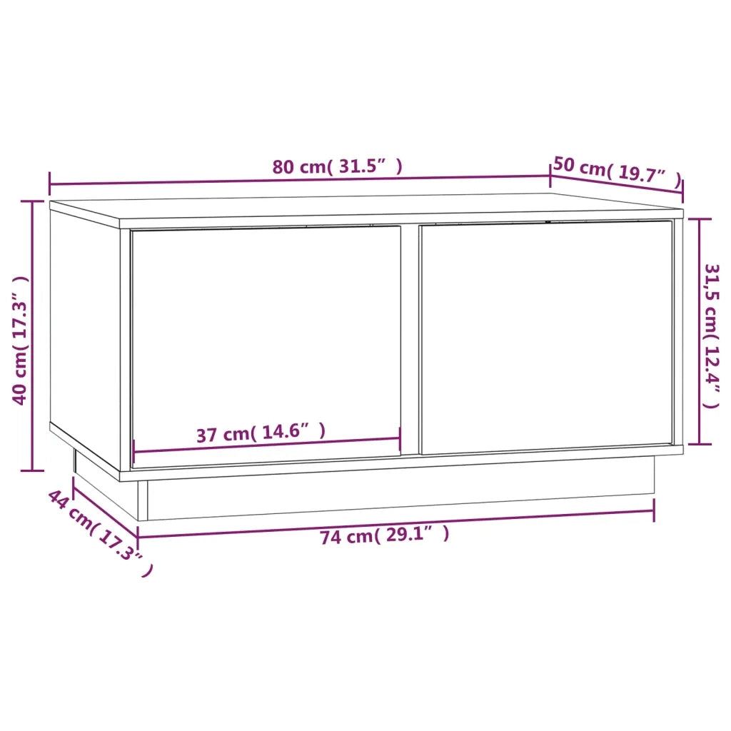 Tavolino da Salotto Nero 80x50x40 cm Legno Massello di Pino cod mxl 26542