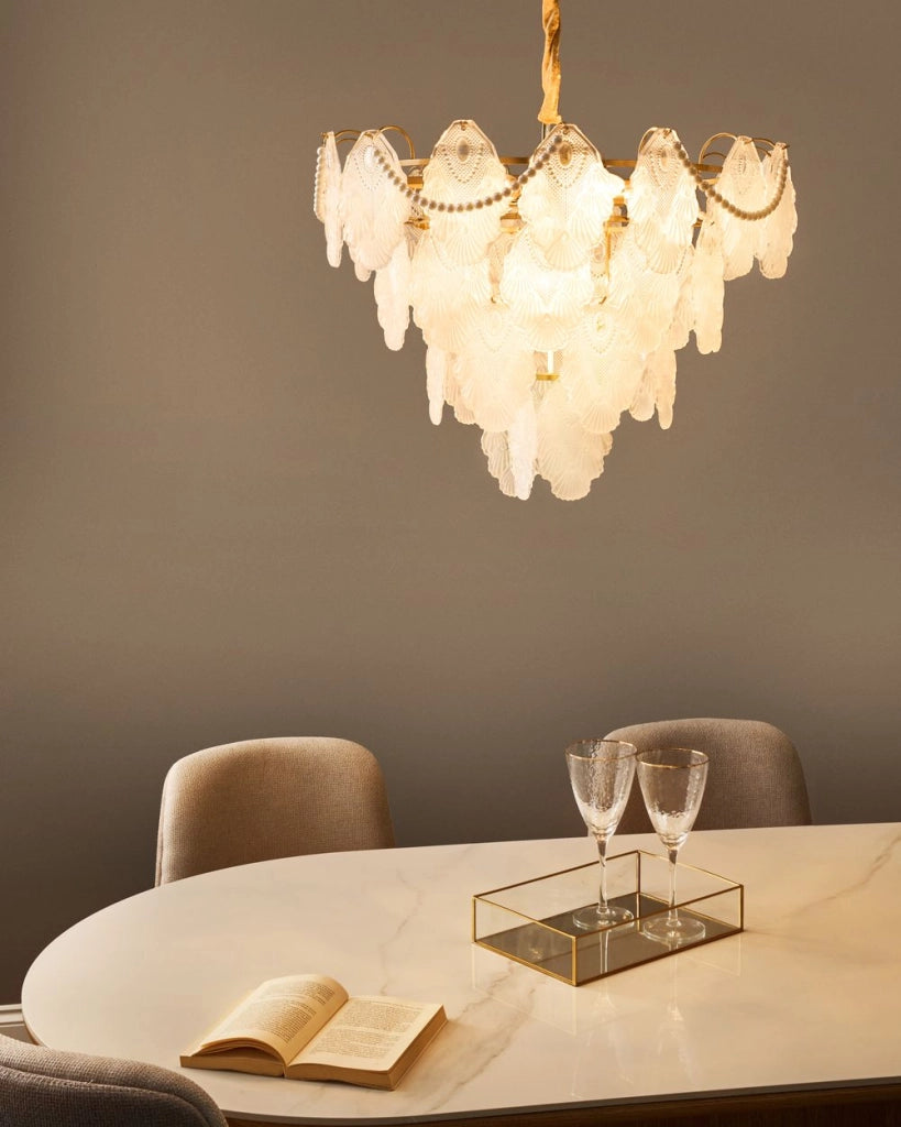 Lampadario in ottone, metallo e vetro ⌀ 46 cm Lampada a sospensione stile glamour