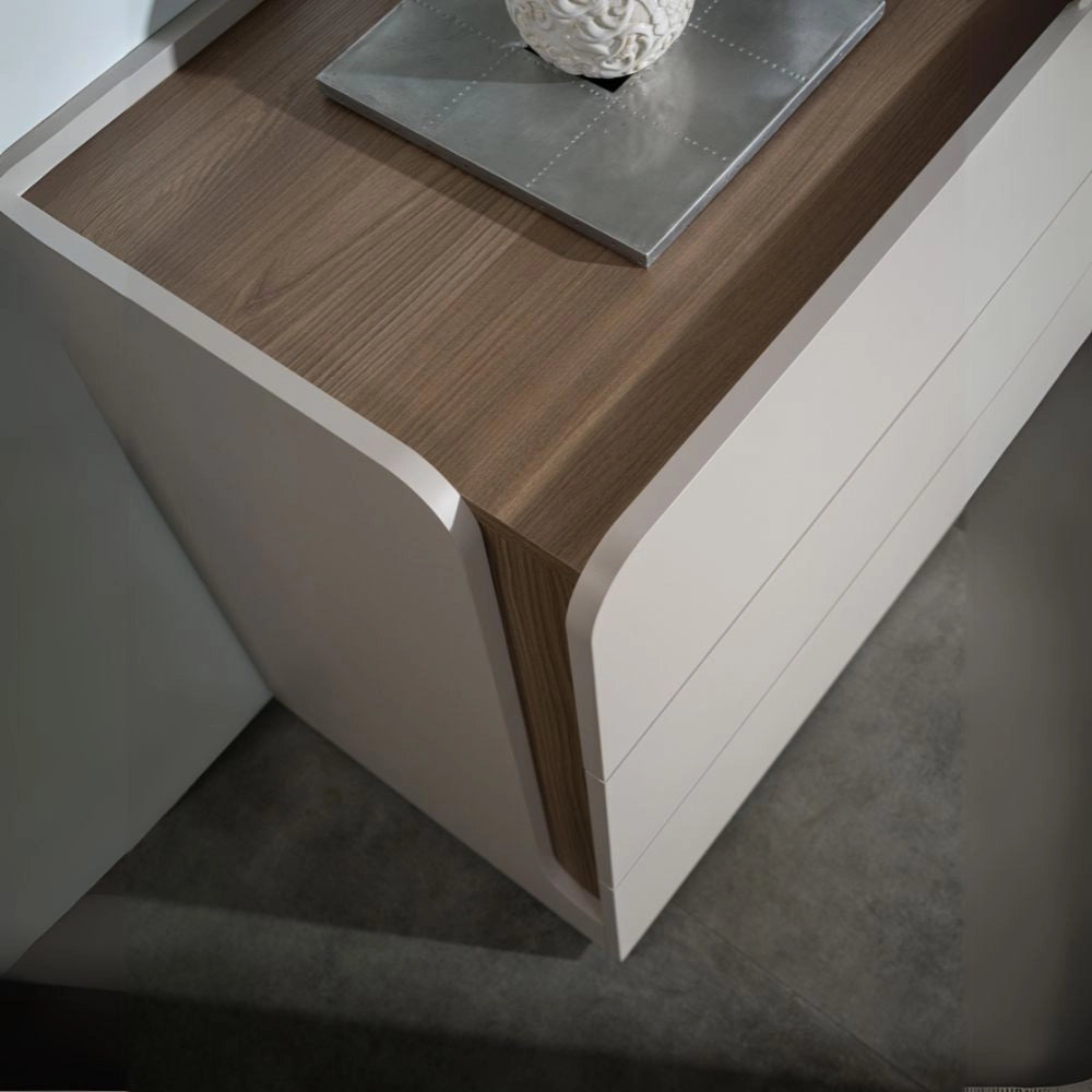 Camera da letto cashmere olmo biscotto armadio 6 ante con specchi e letto contenitore Loana