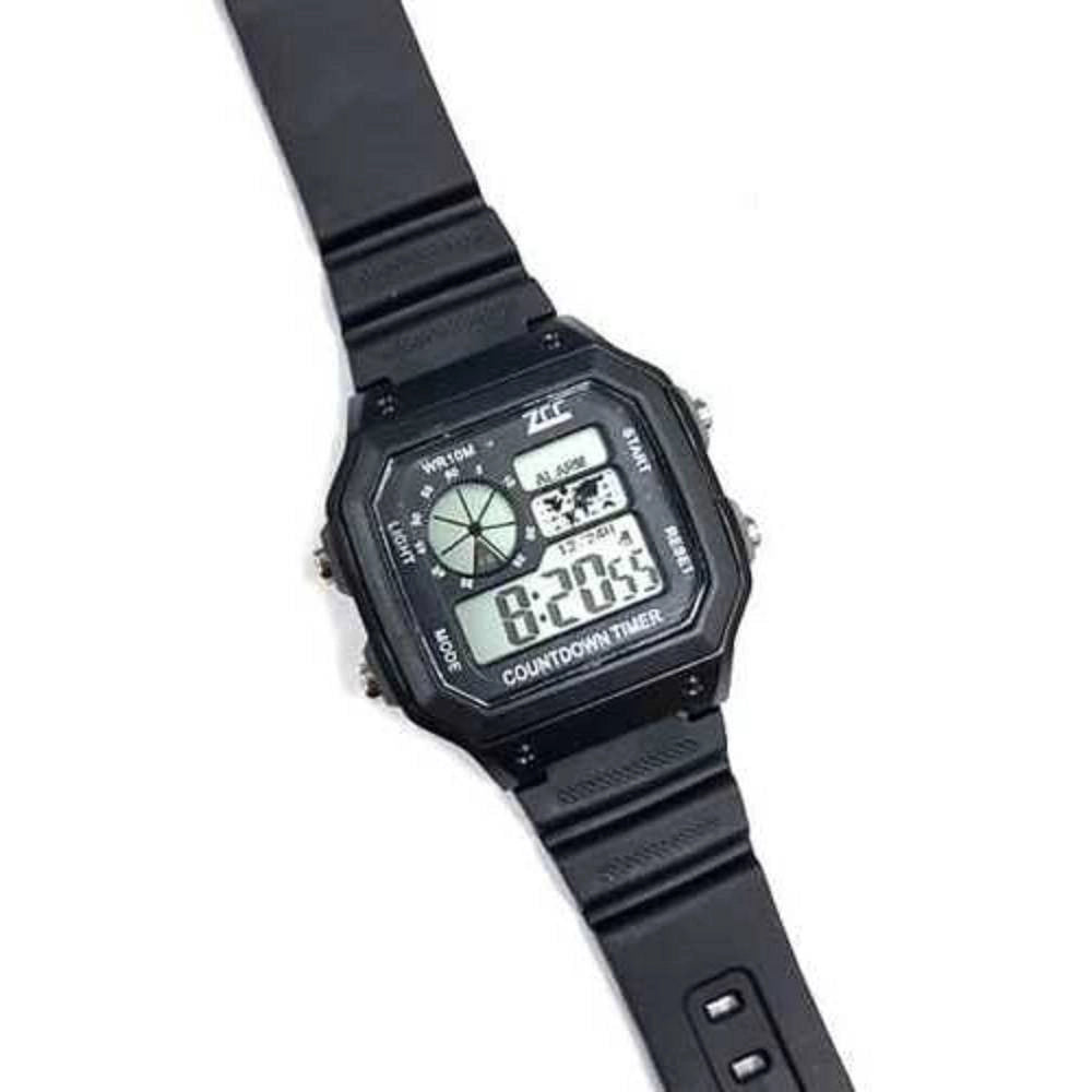 Trade Shop - Orologio Da Polso Zcc Unisex Digitale Crono Luce Sport Classic Vintage Nero Nero -