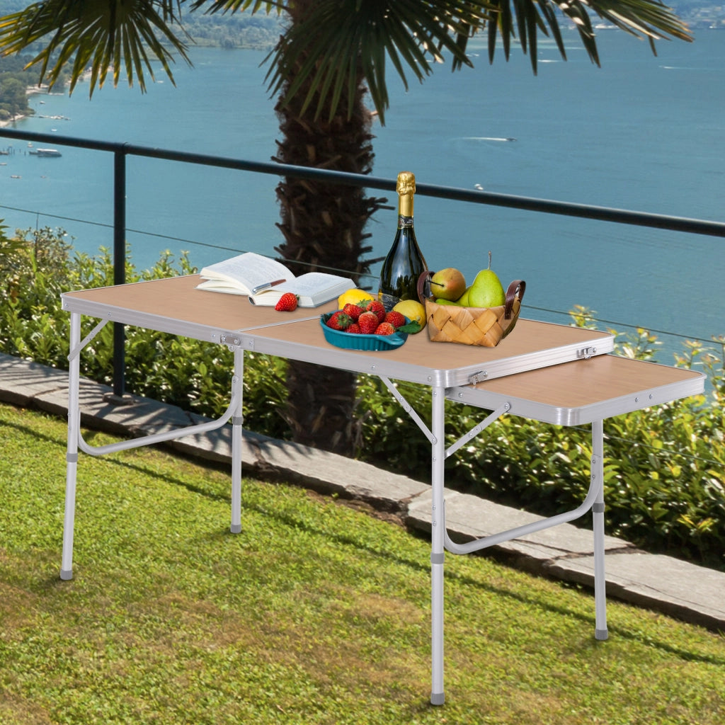 Tavolo pieghevole allungabile da giardino ¨C zephmum ¨C alluminio MDF effetto bamb¨´
