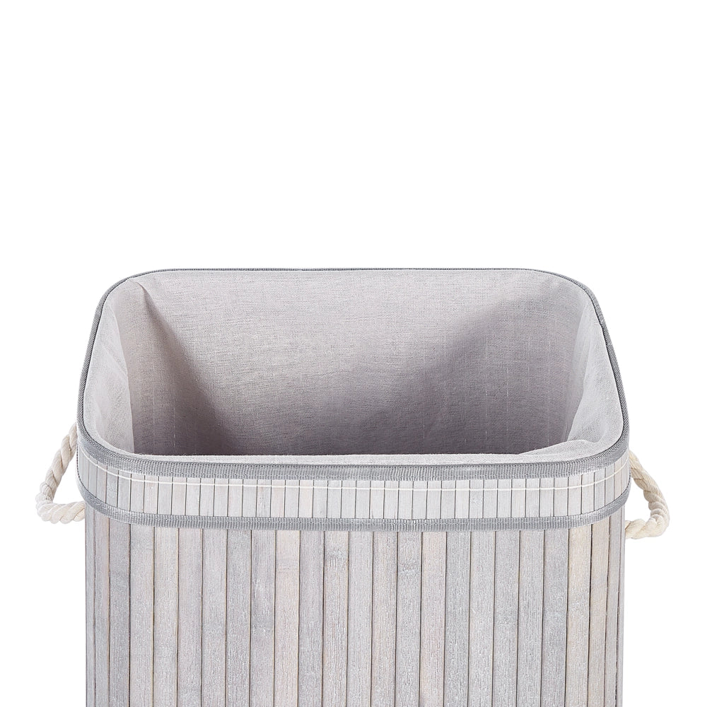Cestino portaoggetti in bambù grigio con coperchio Cestino per biancheria Accessori pratici lavanderia bucato