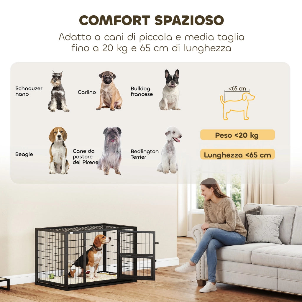 Gabbia per Cani ¨C zephmum ¨C Grigia 94x60x64 cm