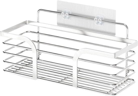 Organizzatore per la doccia - Mobile per la camera da bagno - Raccogliere articoli da bagno - Senza perforare - 35 x 14 x 13 cm - Color argento