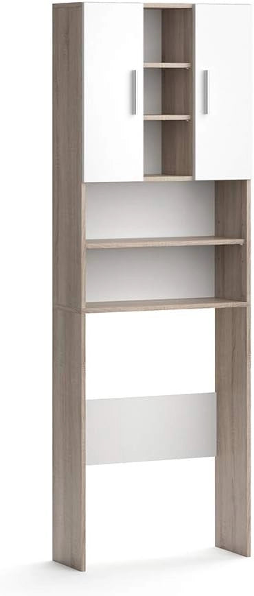 Mobile per lavatrice Luis, Sonoma, 64 x 190 cm, per la conservazione di detersivi e accessori da bagno