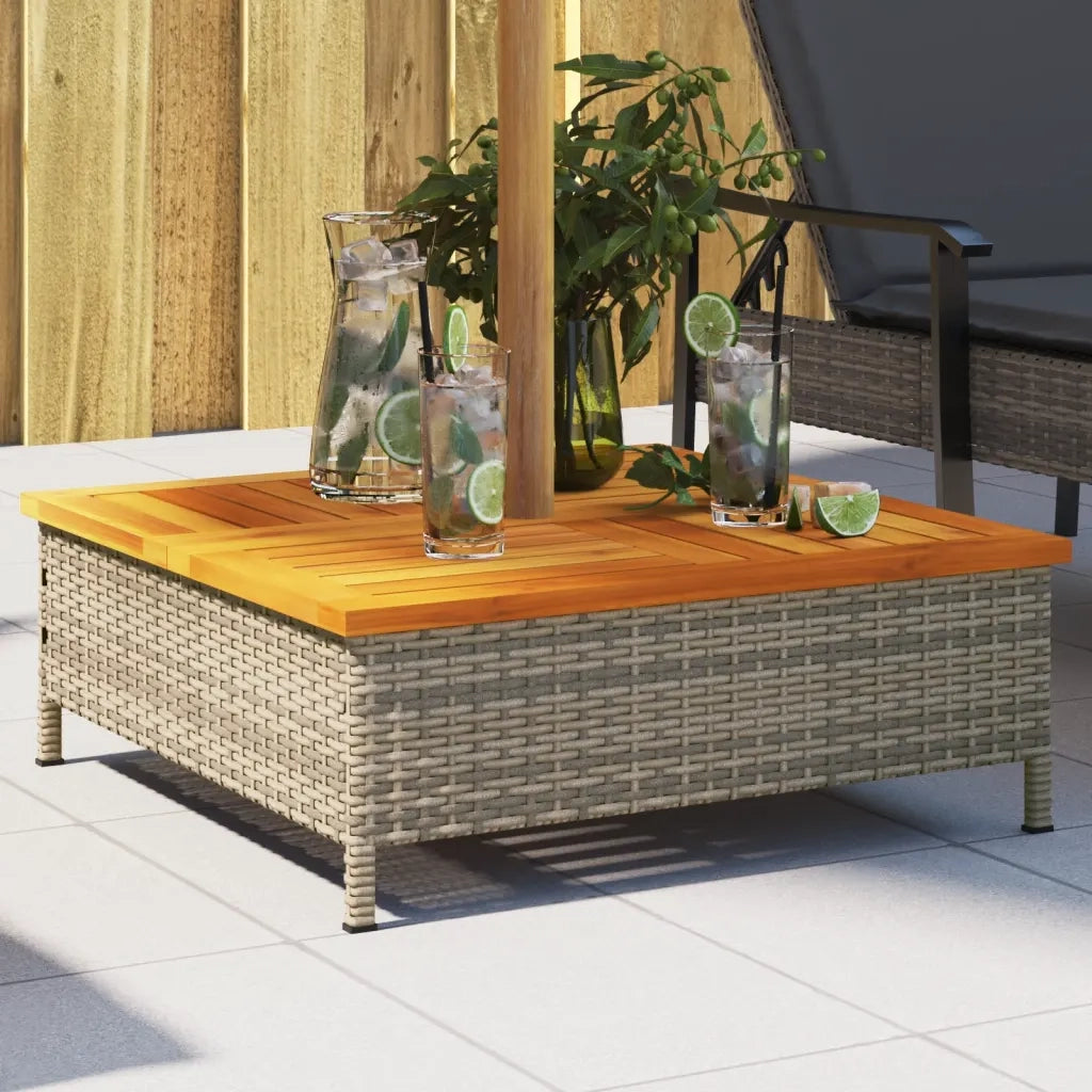 Copertura Base Ombrellone-Supporto per ombrellone Grigia 70x70x25cm Polyrattan e Acacia