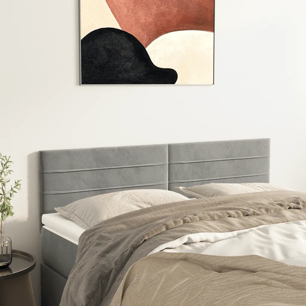Testiera Grigio Chiaro 144x5x78/88 cm in Velluto 346152