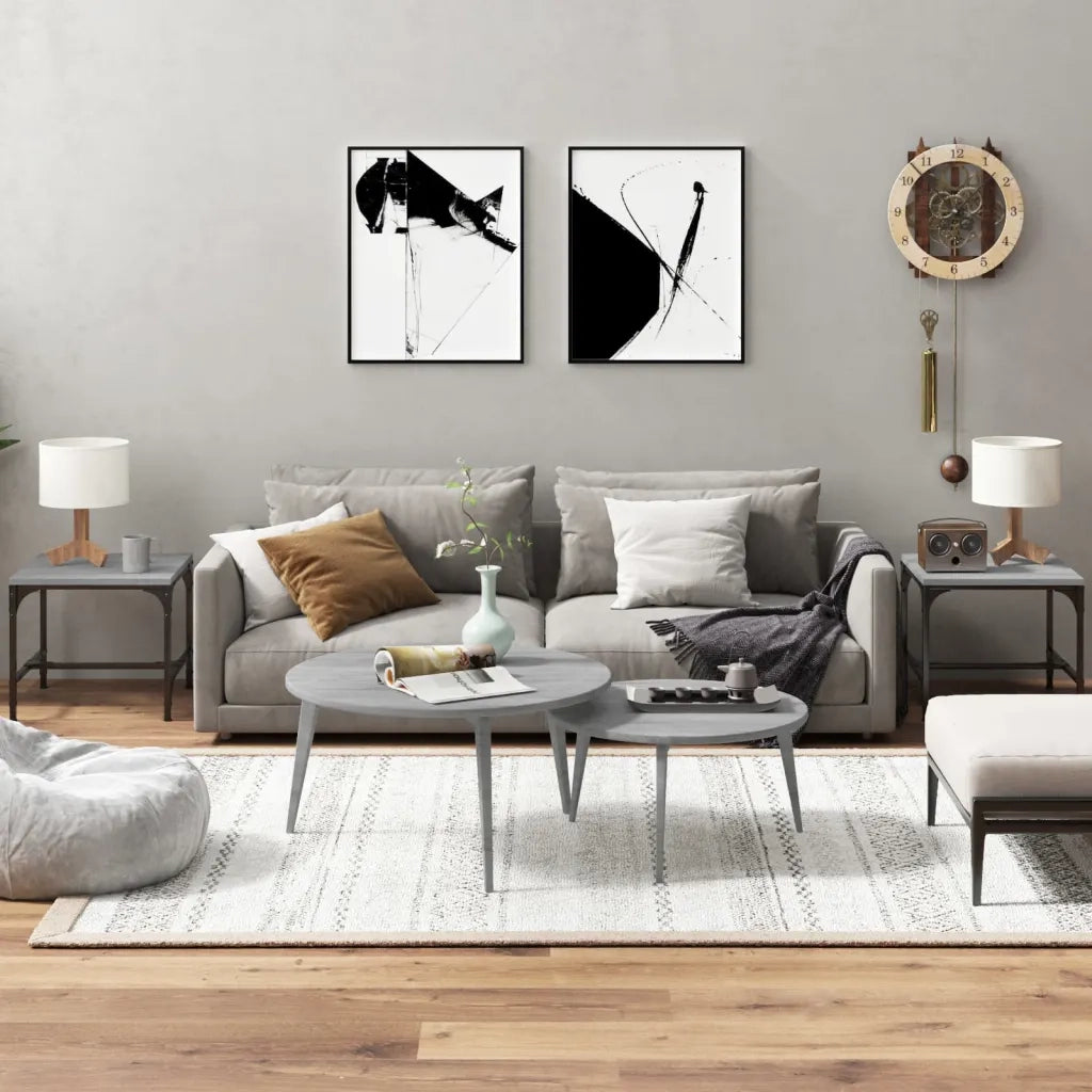 2 pz Tavolini da salotto | Tavolino da caff¨¨ | Tavolino da Soggiorno grigio sonoma 40x40x35 cm in Legno Multistrato