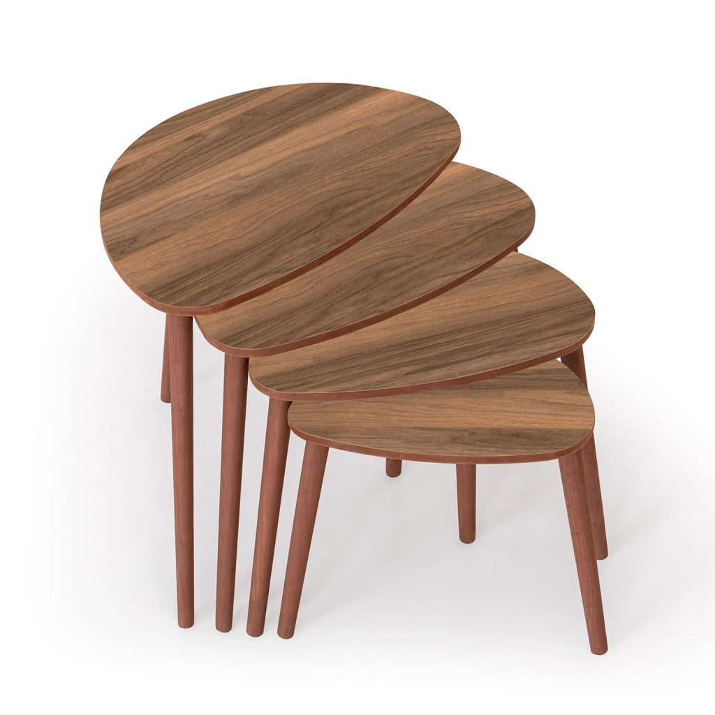 Nora", tavolo a nido di 4 pezzi in legno 68 x 45 x 55 cm - Noce